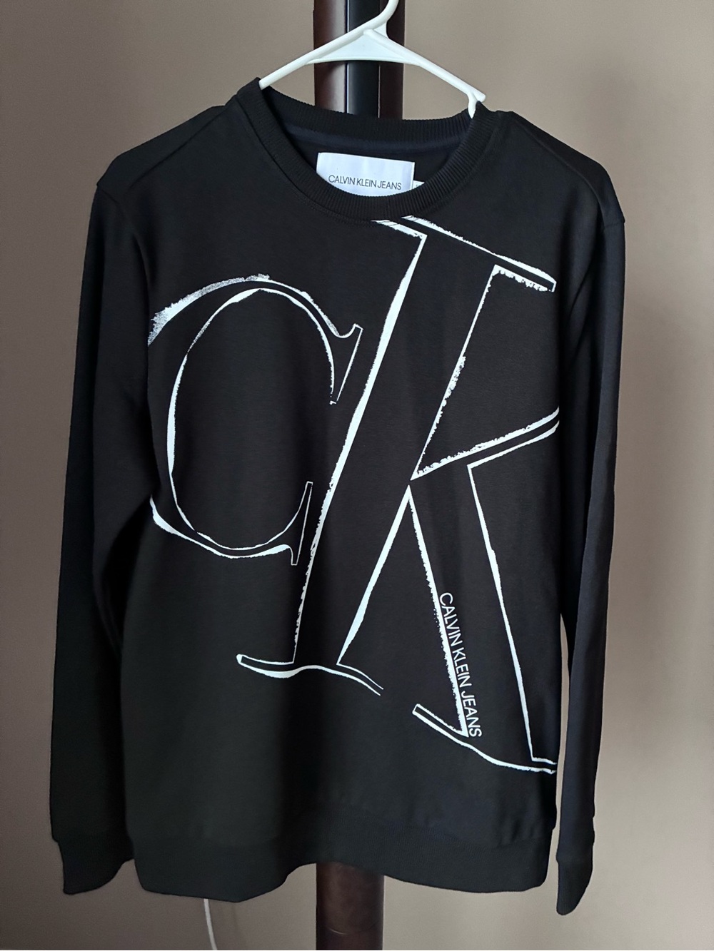 Calvin Klein Jeans Men's Black Sweatshirt with White CK Logo
